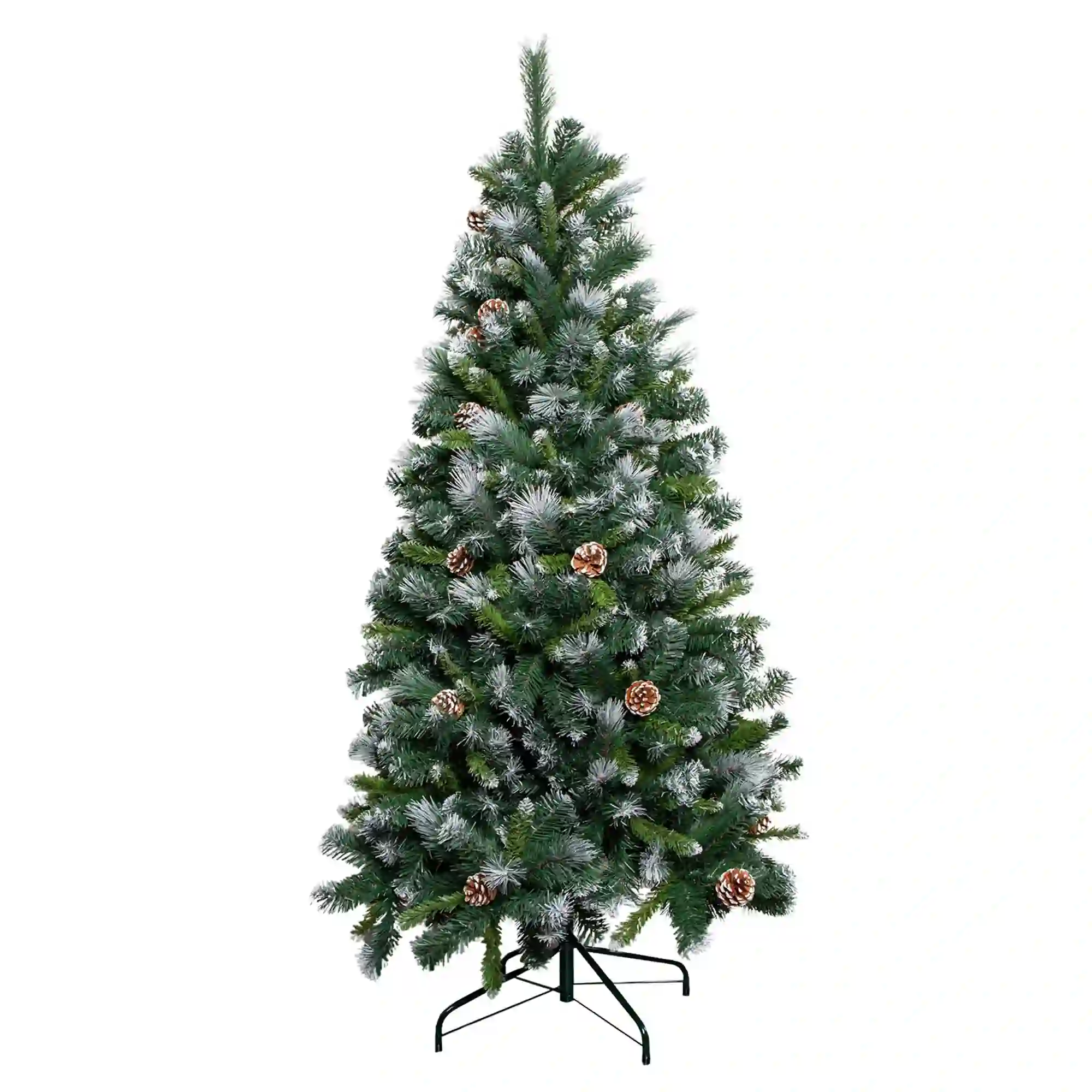 8FT Scotch Pine Christmas Tree with 1858 branch tips and decorative pine cones