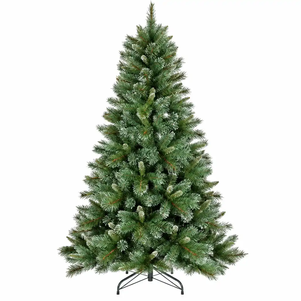 7 Foot Hard Needle Mixed Frosted Artificial Christmas Tree with winter-inspired branches