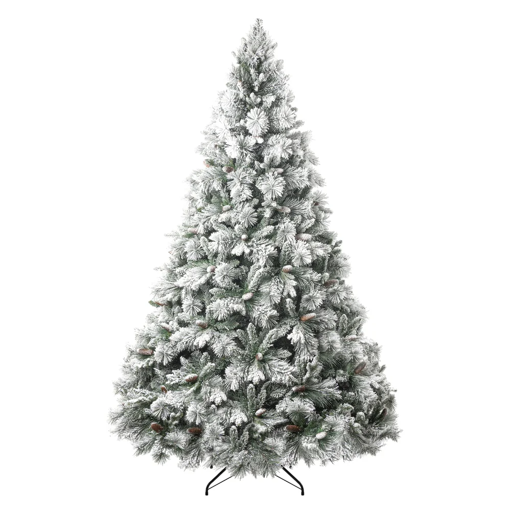 Pre-lit flocked Christmas tree with built-in lights