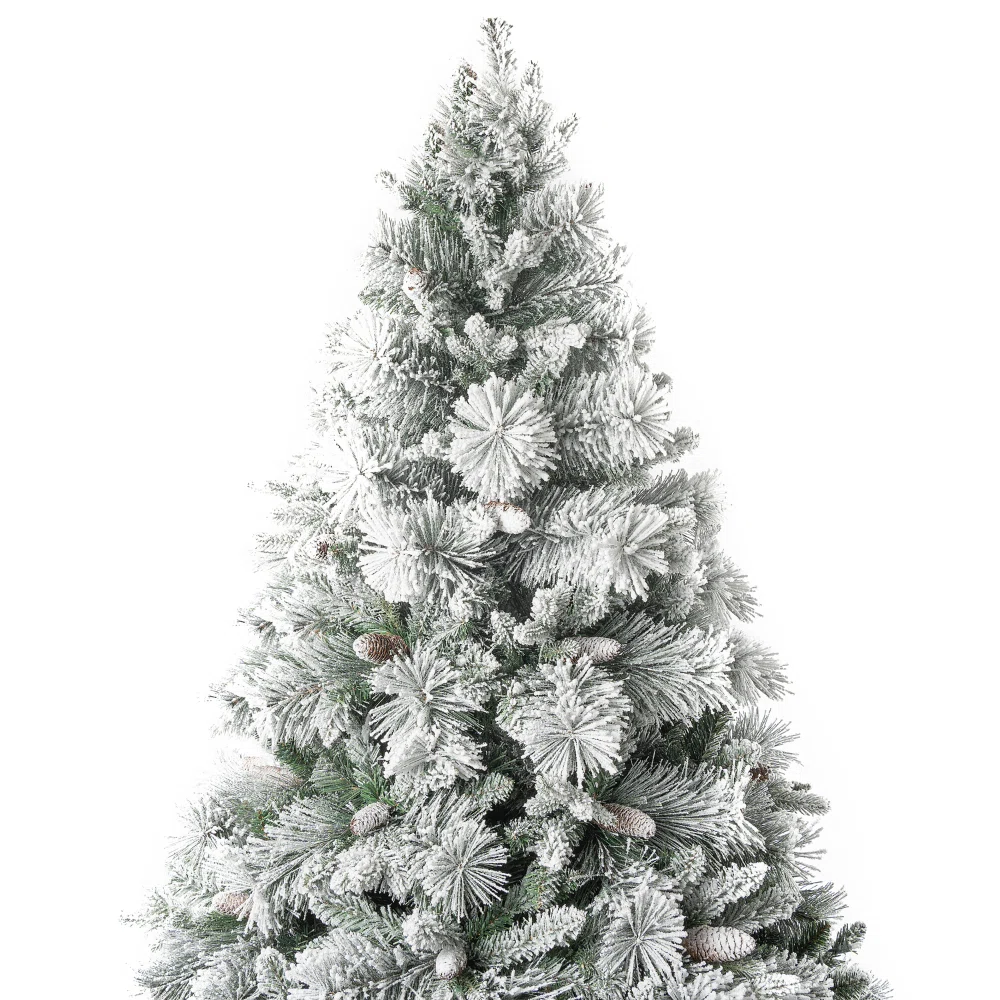Pre-lit flocked Christmas tree with built-in lights