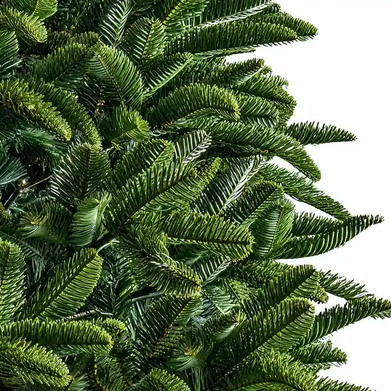 Tall 12-foot Aramanta Noble Fir Christmas tree with traditional evergreen-inspired styling.