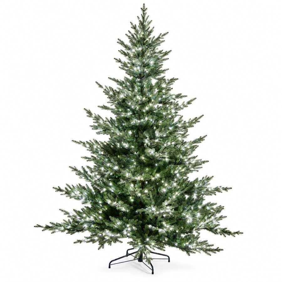7.4 ft Snowy Norway Spruce Christmas tree with 1000 warm white micro LED lights
