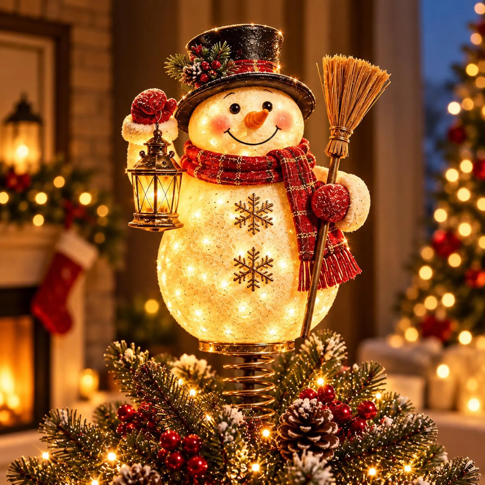 Lighted Santa Christmas Tree Topper