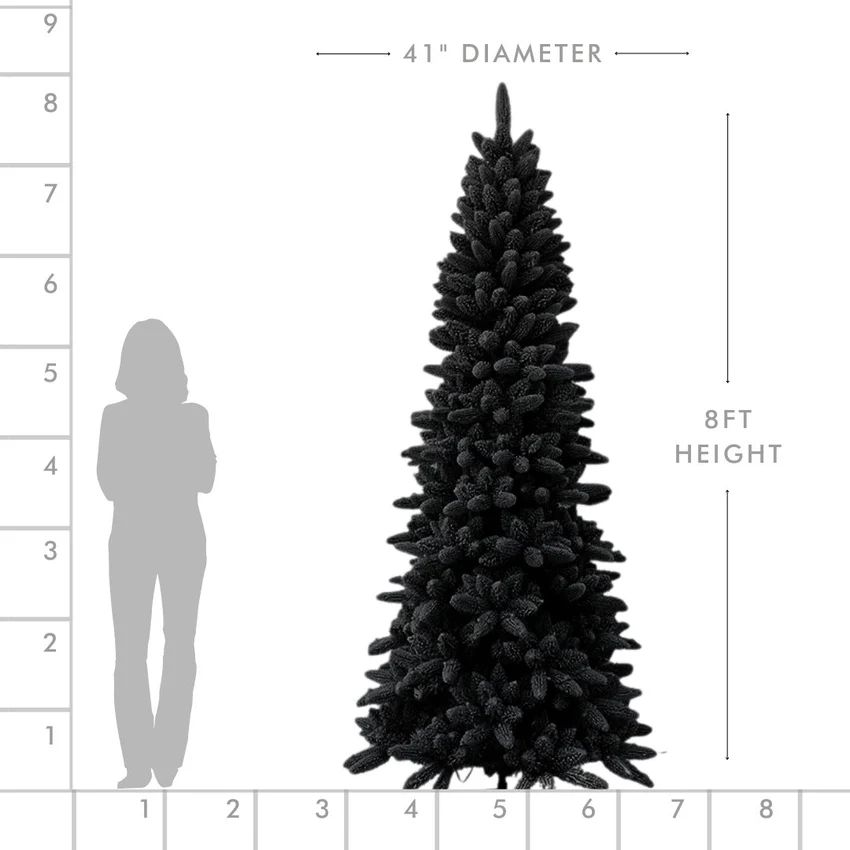 8 ft Olympia flocked pencil Christmas tree with 500 warm white LED lights 8 ft Olympia flocked pencil Christmas tree with 500 warm white LED lights