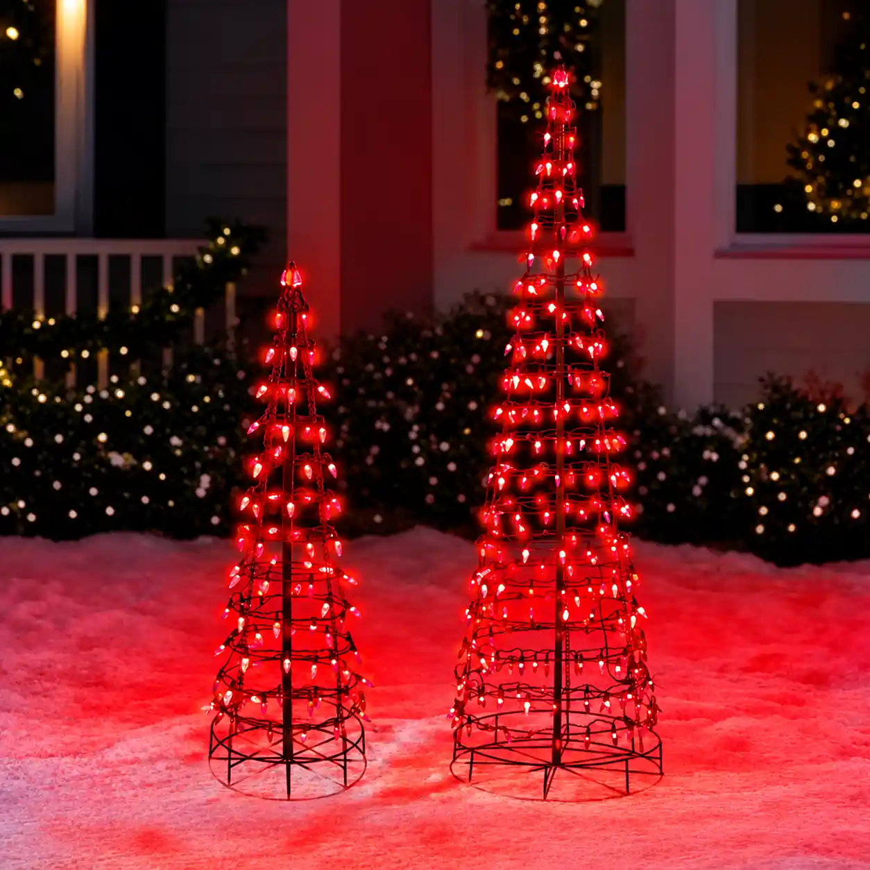 Red LED cone-shaped Christmas tree light decoration