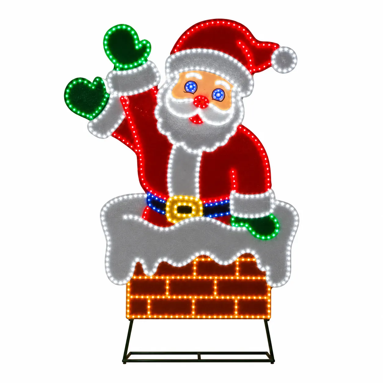 Jumbo Santa in Chimney Motion LED Light Display commercial-grade Christmas decoration