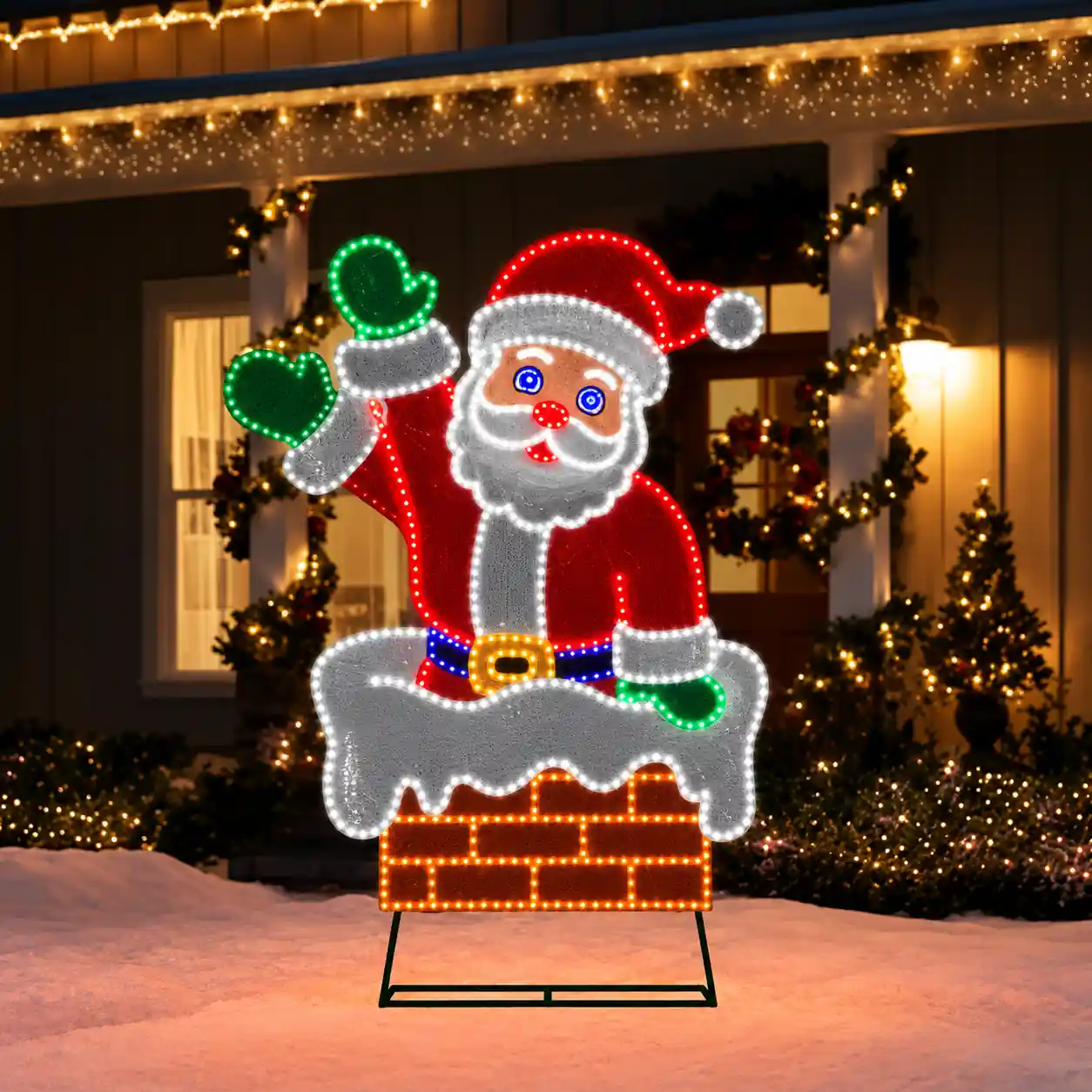 Jumbo Santa in Chimney LED Christmas Display