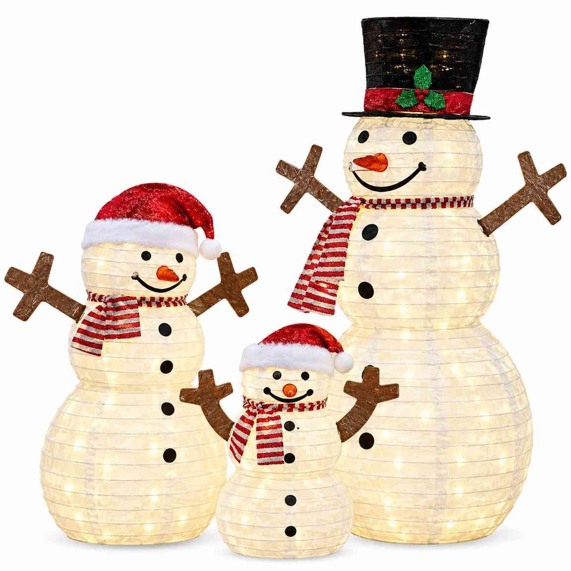 Gutierrez 3-piece lighted snowman family Christmas decoration
